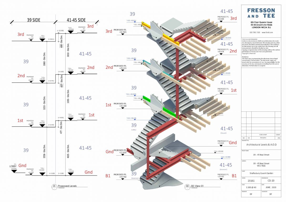 blueprints for multi-level stairwell